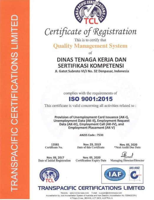 DTKSK KOTA DENPASAR TERIMA ISO 9001:2015